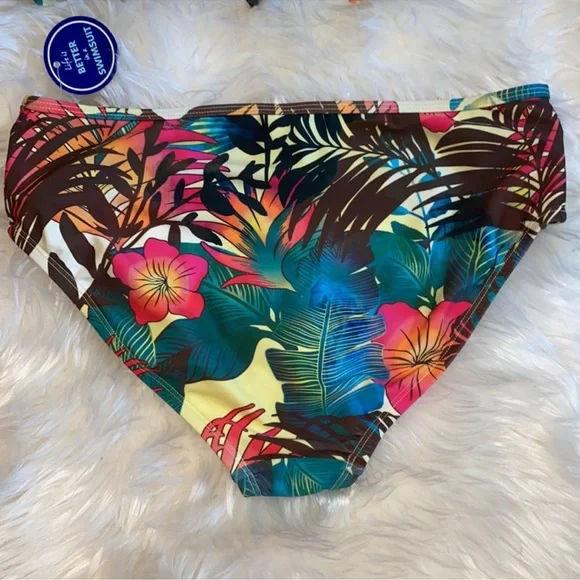 New! Swimsuit For All Tropical Hibiscus Print Two Piece - Picture 9 of 11